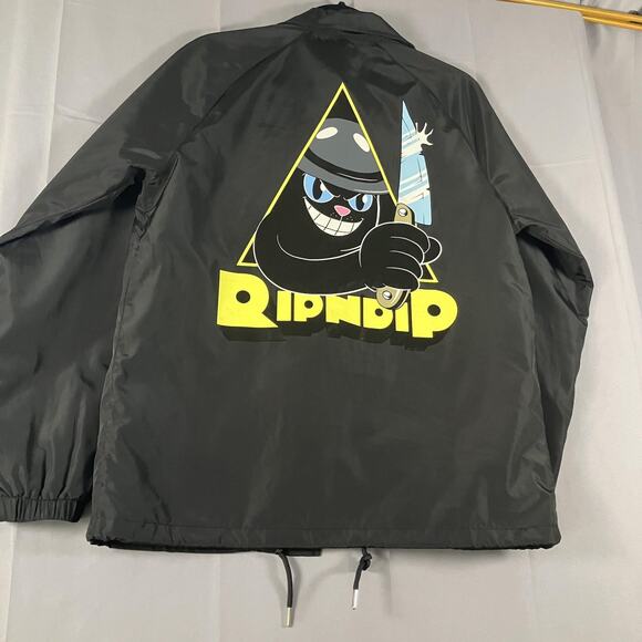 Ripndip Jacket Mens Small Black Coach Windbreaker Cat Graphic Streetwear Skate - Picture 13 of 13